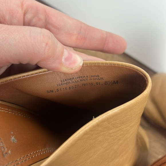 Tory Burch Raya peep toe mule heels wooden heel size 8.5 leather tan - Picture 6 of 12